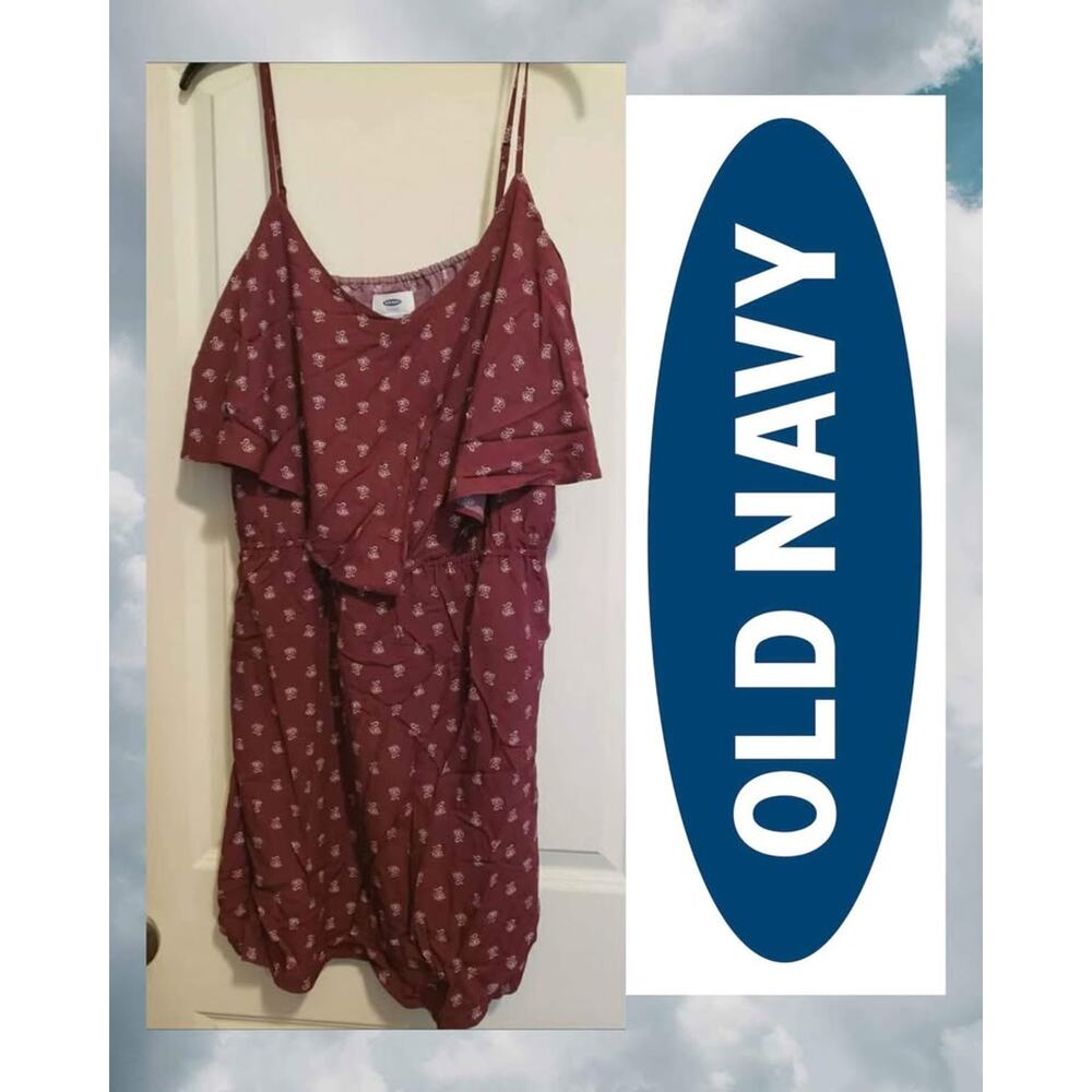 NWT New OLD NAVY Burgundy Adjustable Spaghetti Strap Cami Dress - Size L - Cute!